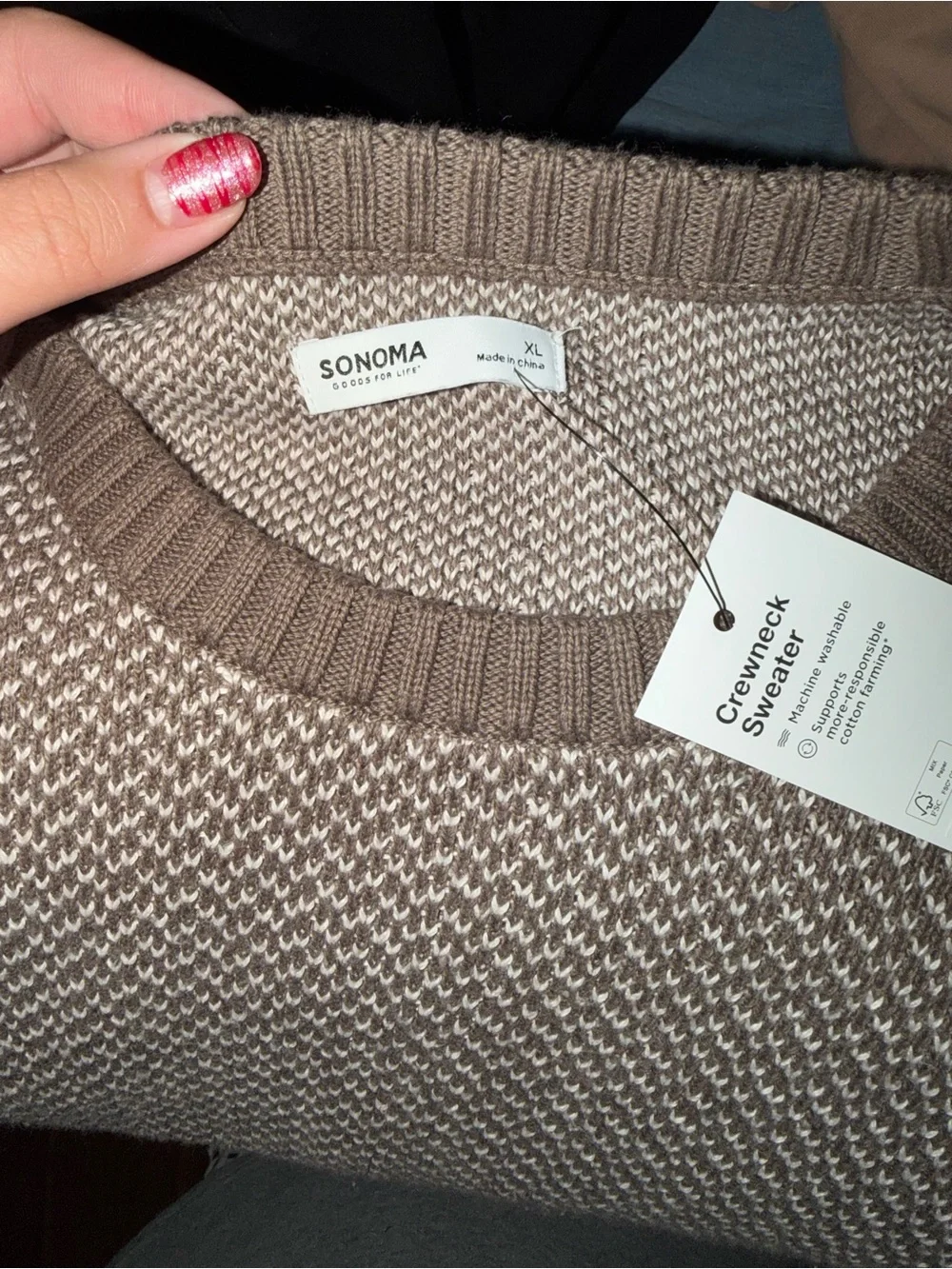 Sonoma Men's Crewneck Sweater in Light Taupe